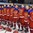 ZLIN, CZECH REPUBLIC - JANUARY 10: Team Russia enjoys their national anthem after defeating Sweden during preliminary round action at the 2017 IIHF Ice Hockey U18 Women's World Championship. (Photo by Andrea Cardin/HHOF-IIHF Images)
